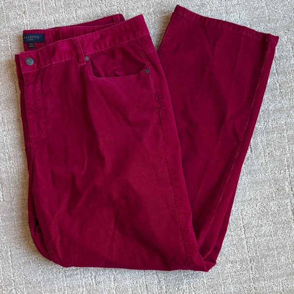 Talbots Fuschia Corduroy Trousers Straight Leg Women Size 20W